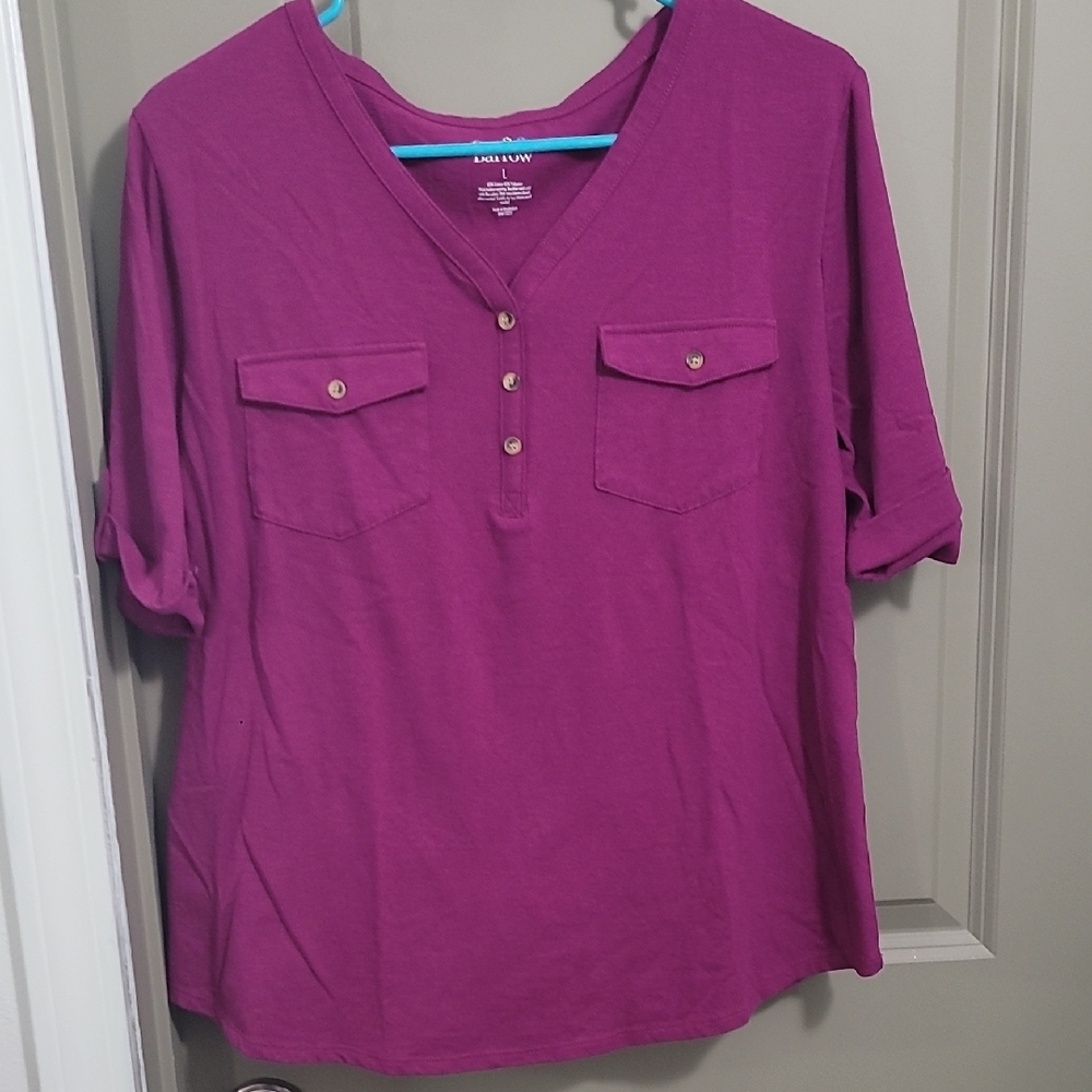 Croft & Barrow Purple Button Down Shirt Top